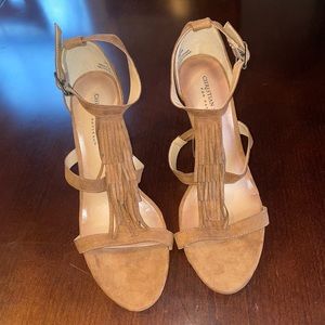 Brown Suede Fringe Heels